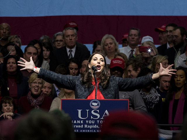 Ronna McDaniel stops in Lansing as part of Team Trump bus tour