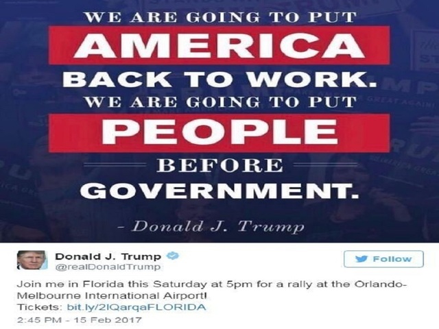 Trump announces first post-inauguration campaign rally