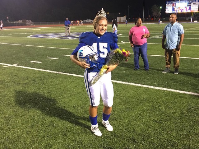 After being named homecoming queen, she kicked the game-winning extra point in overtime